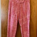 Talbots  Linen Cotton Blend Tapered Capri Pants Red White Petite Size 10 P 10P Photo 0