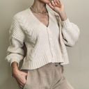 American Eagle NWT Aeo Oversized V-Neck cream cableknit chunky button down Cardigan sweater S​ Photo 2