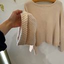 Free People  Sweater XS Cream Pink I Can't Wait Cropped Boxy Oversized Textured Photo 10