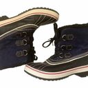 Skechers Sketchers blue denim black rubber winter lace up boots faux fur lined size 7 Photo 0