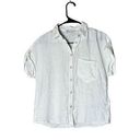 ZARA  Linen White Button Front Blouse Size Small Photo 0