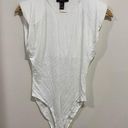 Forever 21  bodysuit white shoulder pads size small button snap Photo 0