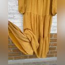 Rachel Parcell  Mustard Yellow Ruffled Tiered Long Sleeve Maxi Dress Textured Photo 6