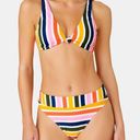 California Waves  Women's Baja Striped High-Waist/Leg Bikini Swim Bottoms sz L Photo 1