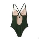 Shade & Shore Women’s Ribbed Plunge Front V-Wire Dark Green One Piece Swimsuit NWOT Size‎ XL Photo 3