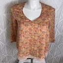 LC Lauren Conrad Peasant Top Peach Floral Flowy Layered Ciffon Boho Photo 0