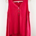 J.Jill  V Neck Sleeveless Cotton Blend Button Front Tank Top Red Large Petite Photo 0