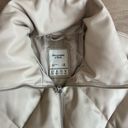 Abercrombie & Fitch  Women's Cream Vegan Leather Diamond Puffer Jacket Medium Photo 1