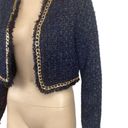 Christian LaCroix NWOT  Black & Blue Tweed Jacket Gold Chain Accent blazer XS Photo 4