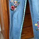 Alice + Olivia  AO LA Amazing Embroidered Floral Jeans 29 high rise cropped Photo 7