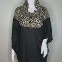 Lane Bryant  Sweater Womens 18/20 Black Leopard Print Poncho Hood Casual Comfy Photo 1