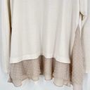 LOGO By Lori Goldstein Logo Lounge Cardigan Jersey Knit Cream Chiffon Layer Medium Pockets Tan & white Photo 5