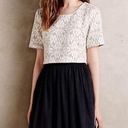 Anthropologie Weston  white laced top black tulle dress sz XS short sleeve Photo 0