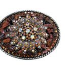 Ivan Taiwan Rare Vintage Beaded Belt Buckle Western Hippie Boho Brown Photo 6