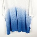 J.Jill  Blue Ombré Linen Blend Open Knit Poncho, One Size Photo 3