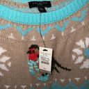 Talbots TABLOTS Winter Sweater with Birds/Scarves   Lamb wool blend size Large Petite Photo 3