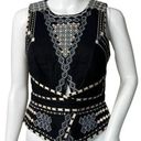 BCBGMAXAZRIA  Shirt Womens XS Black Blue Elley Crossover Cutout Embroidered Party Photo 0