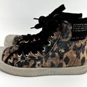 ALLSAINTS  Demmy Celia High Top Sneakers Leopard Canvas Round Toe Tan Black US 8 Photo 3