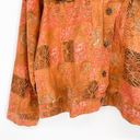 Christopher & Banks  Y2K Abstract Tribal Linen Blend Button Down Top Orange Large Photo 2