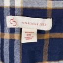 Dress Barn DB  Navy & White Plaid Long Sleeve Button Up Shirt Size 2X Photo 3