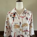 Jungle Animals Women's short Sleeve Collared Blouse or Shirt Size XL Brown Photo 6