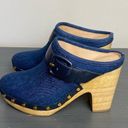 Veronica Beard  Dacey Denim Buckle Studded Clogs Size 7 Photo 0