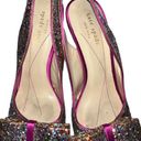 Kate Spade Charm Multi Sparkle Glitter Hot Pink Slingback Bow Heels Photo 3