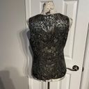 DKNY Brocade Wool Jacquard Metallic Shiny Whimsygoth Formal Evening Tank Floral Sleeveless Top Women's Size 12 Blouse Photo 2