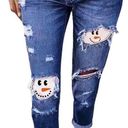 Source Unknown Denim Snowman Peek Ripped Distressed Destroyed High Rise Blue Jeans Womens 3XL Photo 0