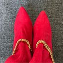 Jessica Simpson NEW  Valyn 4 Bootie Wicked Red Gold Chain Pointy Toe Women’s 9 Photo 3