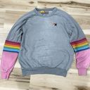 Aviator Nation  Grey Rainbow Crewneck Sweatshirt Women’s Medium Photo 0