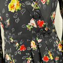 Veronica Beard  Kiona Black Floral Print Silk V-Neck Button Front Peplum Blouse 2 Photo 7