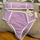 Kona Sol Women's Terry Textured Solid Bandeau with Binding Bikini Set- ™ Amethyst Photo 5