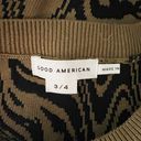 Good American  Cotton Stretch Knit Cropped Intarsia Crew Neck Pullover Sweater L Photo 1