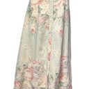 Ralph Lauren Lauren  Vintage 1990s Linen Maxi Skirt Cabbage Rose Laurel - size 8 Photo 0