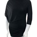 Natori  Womens Size L Tunic Asymmetrical Sleeve Ruched Boat Neck Top Black Photo 0