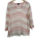 Tommy Bahama  Porta Stripe Tunic Top Size M White Pink Gauze Gauzy Hooded Beach Photo 0