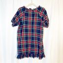 Hill House  The Katherine Nap Dress Navy Blue Tartan Plaid Ruffle Mini Shift Photo 4