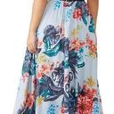 Badgley Mischka  Floral Grommet Maxi Blue Gown Sleeveless Cocktail Size 8 Photo 1