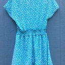 Sienna Sky  Women White Small Floral Aqua Blue Mini Dress Medium Photo 1