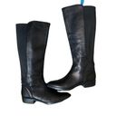 Ann Taylor  Loft black leather riding boot with stretch band in back. Pull on siz Photo 2