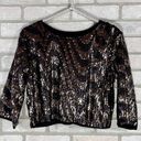 Endless Rose  Black and Gold Sequin Crop Top Size S Photo 0