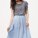 The Loft "" GRAY & LIGHT BLUE SATIN SKIRT SURPLICE BACK BLOUSON DRESS SIZE: M NWT $80 Photo 0