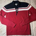 st. john's bay vintage St. john’s Bay Red White & Blue Striped Crewneck Pullover Halfzip Photo 0