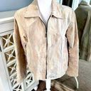 Vintage leather suede cream patchwork jacket zip up Large Photo 0