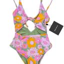 One Piece New 9.0 Swim Jada Cut Out  Retro Floral Swimsuit Bathing Suit Size 4 Photo 1