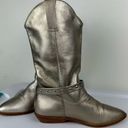 Vtg Y2K 9West Champagne Metallic Western Riding Boots Sz 8 Buckle Cowgirl Silver Photo 13