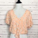 Sim & Sam  Peach Floral Daisy Print Tie Front Crop Top Size Small Photo 1