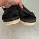 Eileen Fisher Woman’s Black Wedge Nubuck Leather Buckle Strappy Sandals, Sz 10 Photo 2