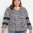 Lane Bryant  Blue Floral Button Front Blouse Sz.26/28 NWT Photo 1